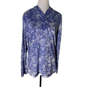 Title Nine Blue Burnout Wave Hooded Pullover Top Size M